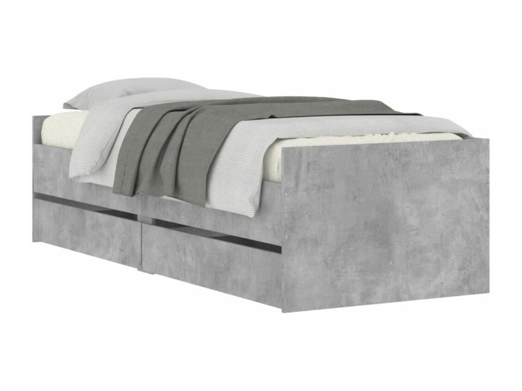 Bed frame with drawers, concrete grey, 90x200 cm XDUM02095