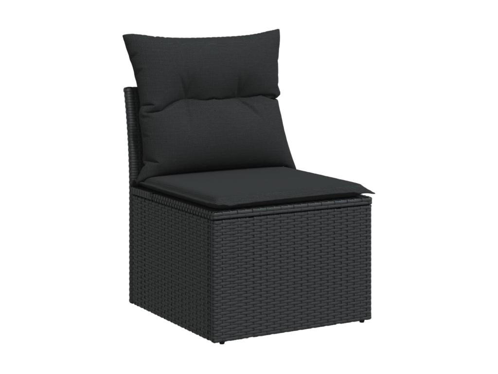 10-piece garden furniture set with cushions, black woven resin RMSJ79526