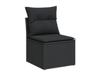 10-piece garden furniture set with cushions, black woven resin RMSJ79526