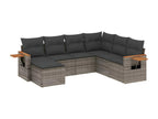 Garden furniture set with cushions, 7 pieces, grey woven resin OKGD39866