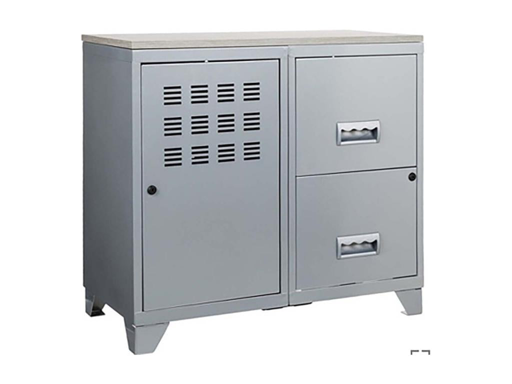 1-door, 2-drawer steel cabinet with aluminum wood top JCOG13726
