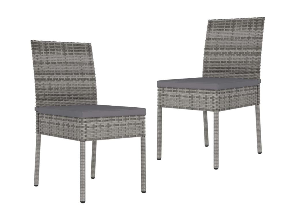 2-Piece Garden Dining Chairs, Wicker Resin, Grey XNAM58810
