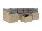 7-piece garden furniture set with cushions, beige woven resin XWDW78541