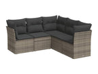5-piece garden furniture set with grey resin wicker cushions PGIW94899