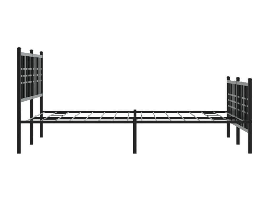 Metal bed frame with headboard and footboard, black, 137x190 cm, CLOG45366