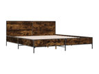 Smoked oak bed frame 200x200 cm engineered wood and metal PHOY34759