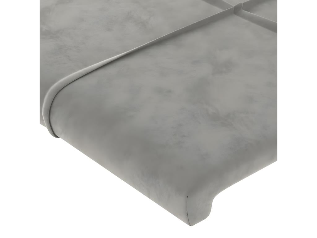 Light Grey LED Headboard 203x16x118-128 Velvet HAUE38373