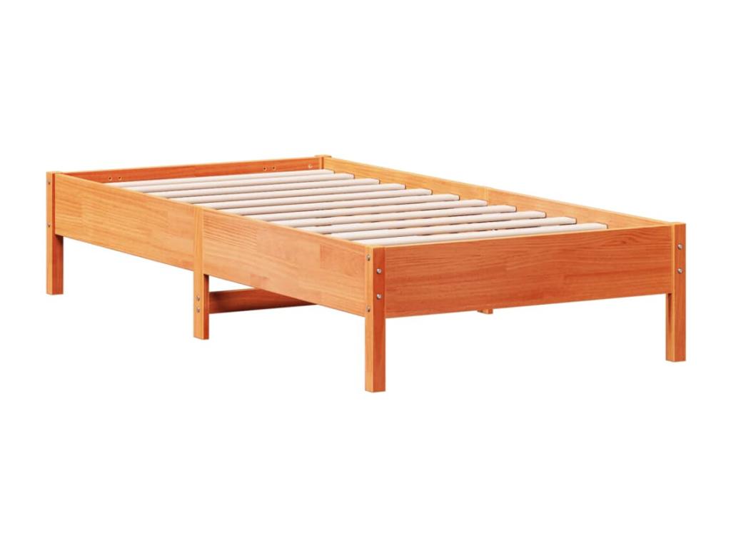 Brown wax bed frame 90x190 solid pine wood KVAP19934