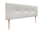 Domopure Smooth Velvet Headboard with Buttons 150x115 with Bed Legs 150/160 - White ATMA18307
