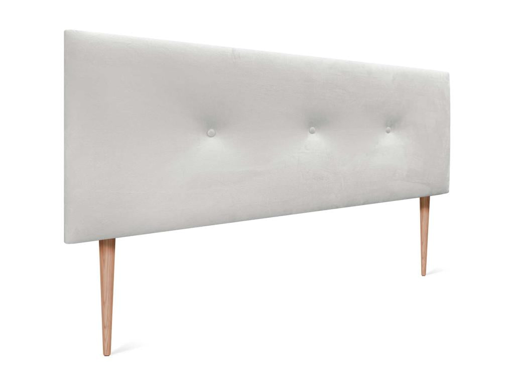 Domopure Smooth Velvet Headboard with Buttons 150x115 with Bed Legs 150/160 - White ATMA18307