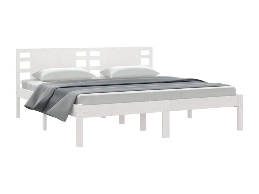 White bed frame, solid pine wood, 200x200 cm, CDRU93073