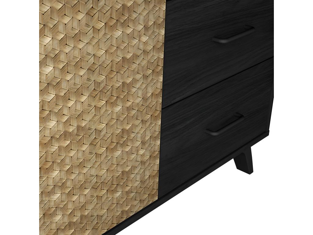 Decohaute - 2-Door, 3-Drawer Buffet in Black Wood Effect and Decohaute Woven PFXR13837