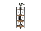 Domopure Wood and Metal Corner Shelf Storage Stand Bookcase Decorative Bookshelf Freestanding Insasi 4 Honey Oak FNUL66587