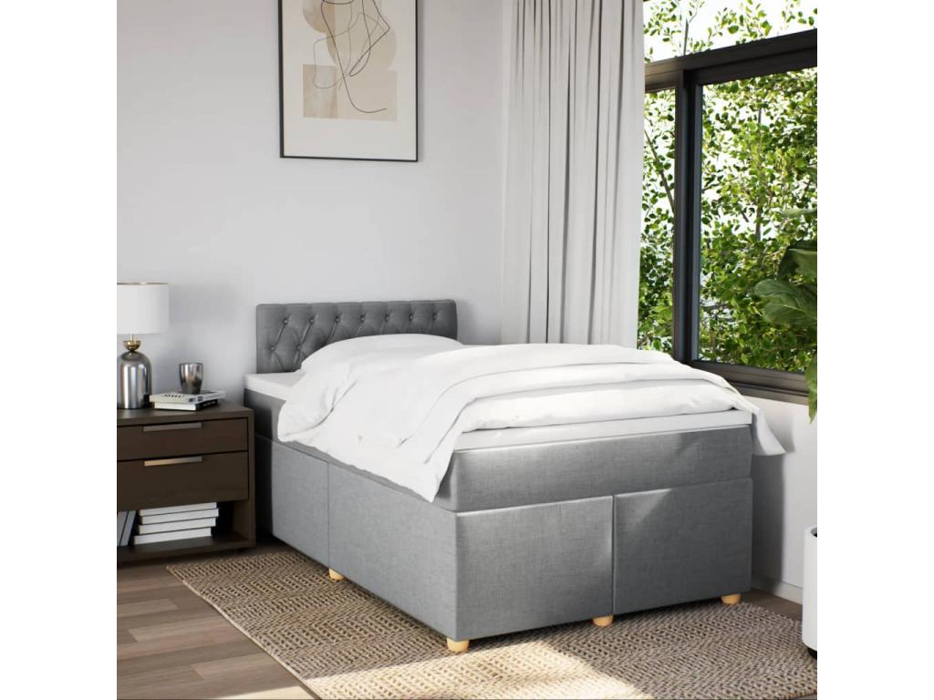 Decohaute bed base with light grey mattress 120x200cm Fabric CVGP17227