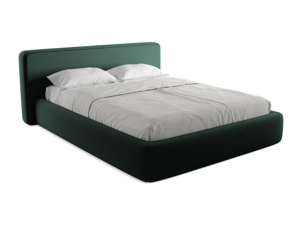 Upholstered bed with storage 200x225 - in Bouclé fabric - bottle green - Decohaute FFUG58208