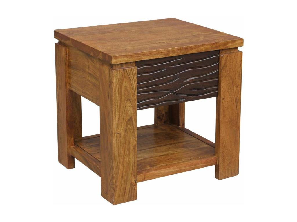 Two-tone carved wooden bedside table - Decohaute LGVK71633