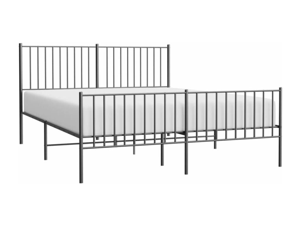 Metal bed frame with headboard/footboard, black, 150x200 cm AVGF31157