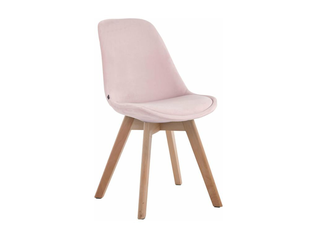 Dining chair x1, Scandinavian design, pink velvet upholstery and 4-legged light wood base, 10 0003281 XGVX99639