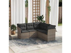5-piece garden furniture set with grey resin wicker cushions PGIW94899