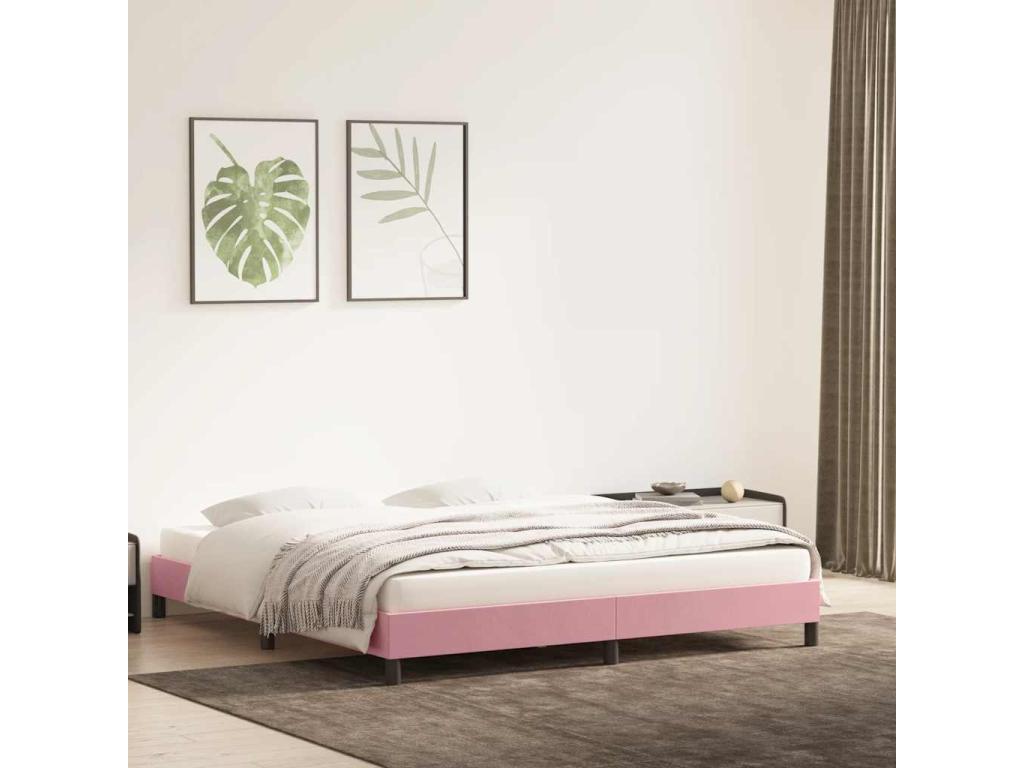 Pink velvet bed frame without mattress 200x220 cm TEIA63837
