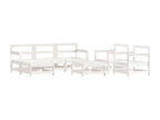 7-piece garden furniture set with cushions, white, solid wood BRTD17454