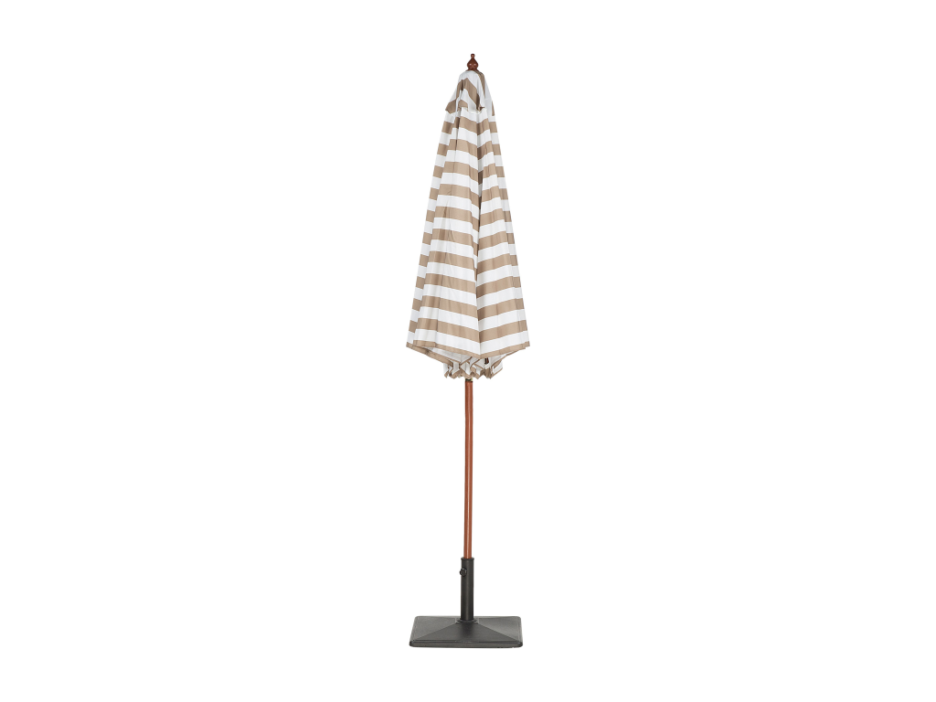 Chicyla YQNQ26204 Garden Parasol in Wood and Beige and White Striped Canvas