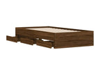 Brown oak engineered wood bed frame with drawers, 90x190 cm, JLPZ79771