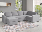 Domopure 144 Grey Corner Sofa with Sleeping Function and Bedding Box, 300x188x89cm PURS88404
