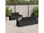 6-piece garden furniture set with cushions, black woven resin FYDH60157
