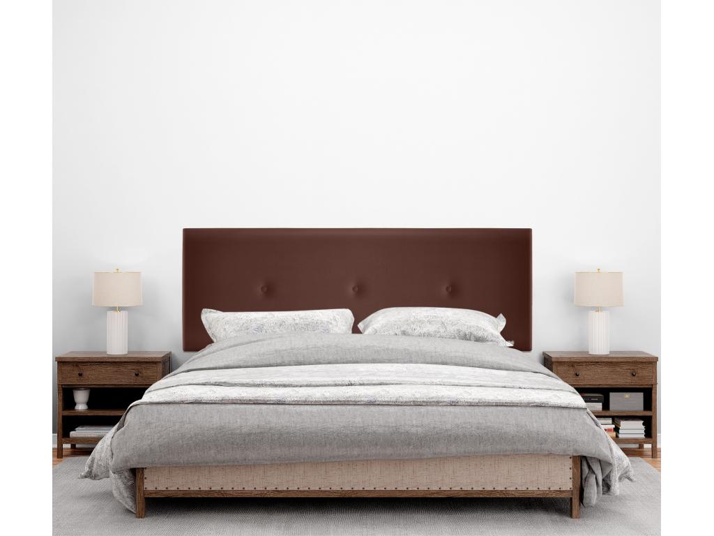 Domopure Smooth Faux Leather Headboard with Buttons 150x105cm with Legs for 150cm Beds - Chocolate AECL21431