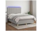 Domopure bed base and mattress with LED, light grey, 140x190 cm, CEQY41673
