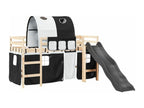 Children's loft bed and tunnel bed, white/black, 90x190 cm, solid pine, XSJZ64499