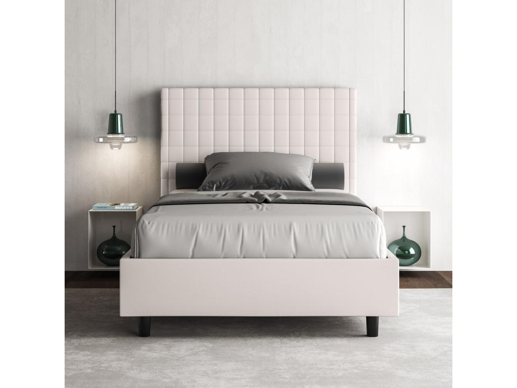 Sunny WEZK90075 1.5-person bed with upholstered slatted base 120x200 white faux leather
