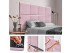 Domopure Set of 8 Self-Adhesive Linen Wall Panels, Sound Absorbing, Shockproof, and Suitable for Bed Headboards, Powder Pink, 60x60cm x8 FGPI24918