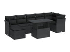 8-piece garden furniture set with cushions, black resin wicker HKSN32957