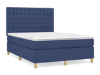 Upholstered bed base with mattress, blue, 140x190 cm, fabric DRGI13942
