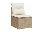 8-piece garden furniture set with cushions, beige wicker resin, UYIT84091