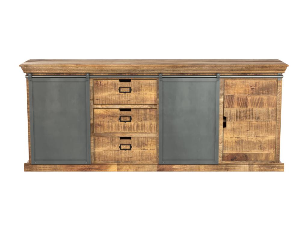 Large wooden and metal sideboard with 3 doors and 3 drawers - Decohaute YWBE58531