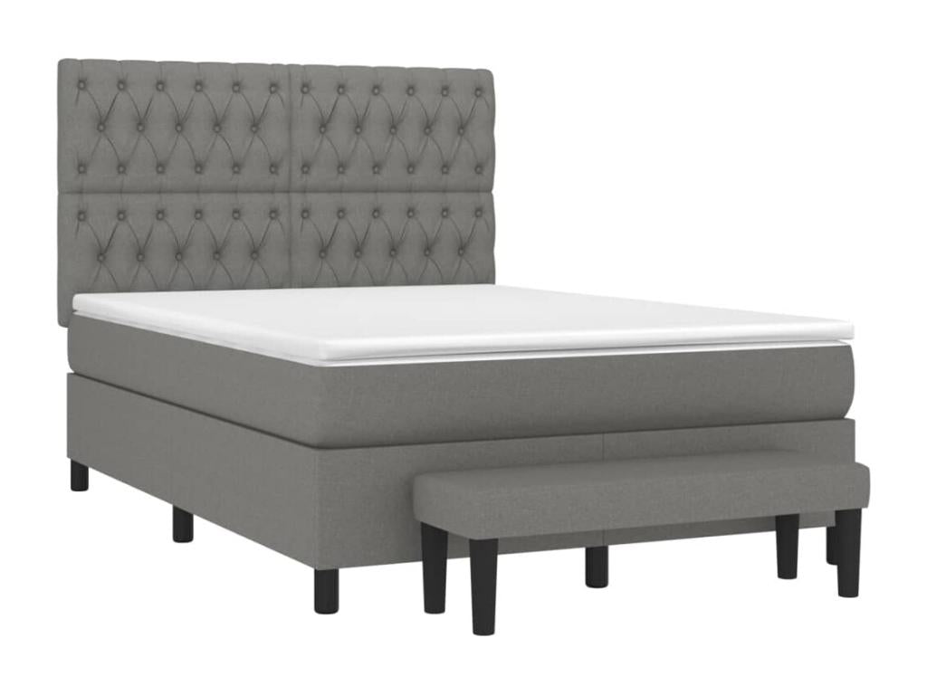 Upholstered bed base with mattress, Dark Grey, 140x200cm, Fabric CBNG99222