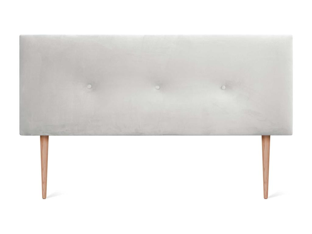 Domopure Smooth Velvet Headboard with Buttons 150x115 with Bed Legs 150/160 - White ATMA18307