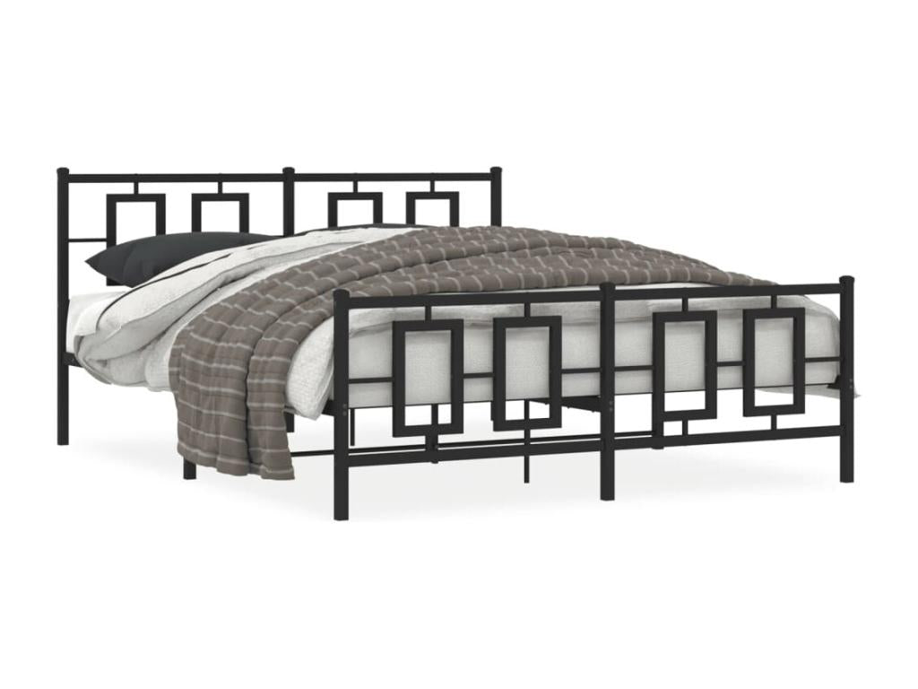 Metal bed frame without mattress with black bed legs 160x200cm RXER01129