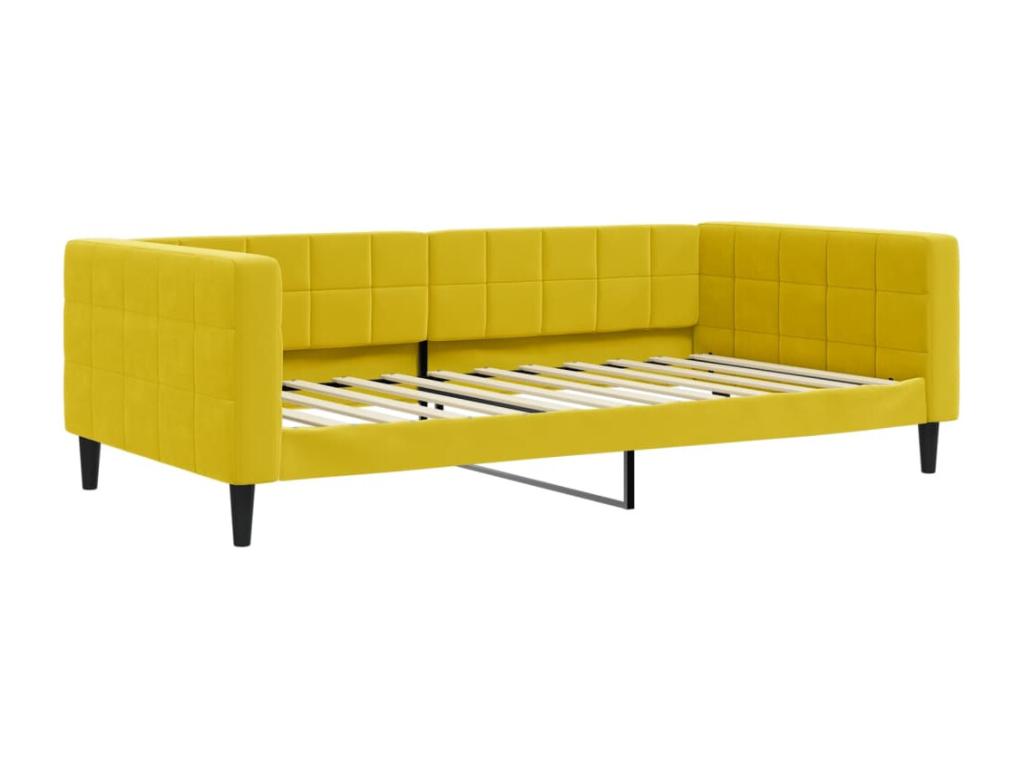 Daybed without mattress, yellow, 100x200 cm, velvet, EELA67617
