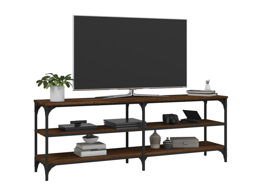 Brown oak TV stand 140x30x50 cm engineered wood FOYP32324