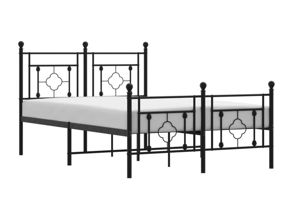 Metal bed frame with headboard and footboard, black, 120x190 cm, EHQM06968