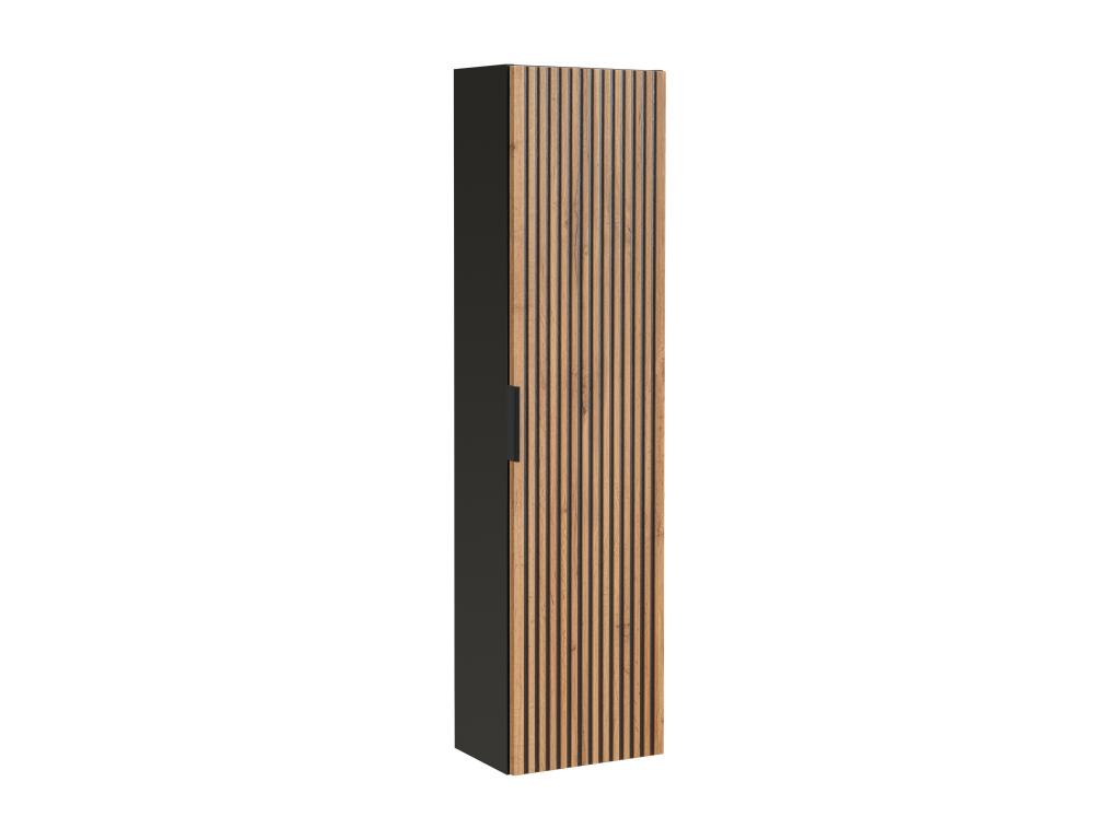Wall-mounted bathroom cabinet - Light natural and black - H140 cm - Decohaute RXWX69029