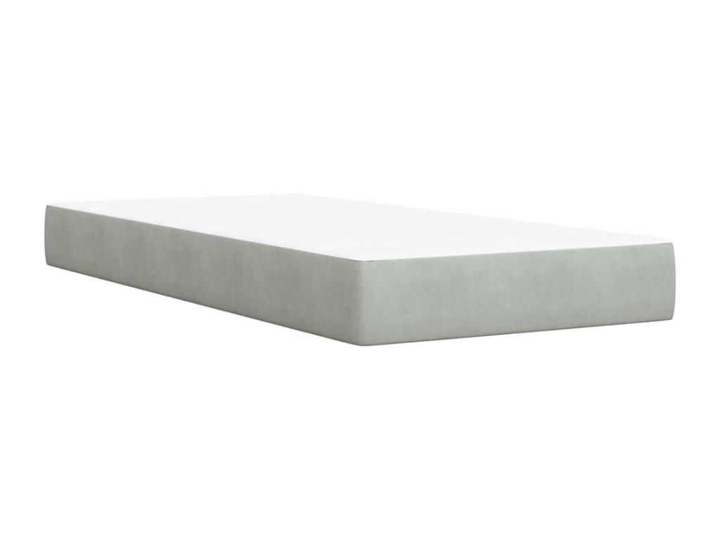 Domopure bed base and mattress, light grey, 90x200 cm, velvet, EUMD44164