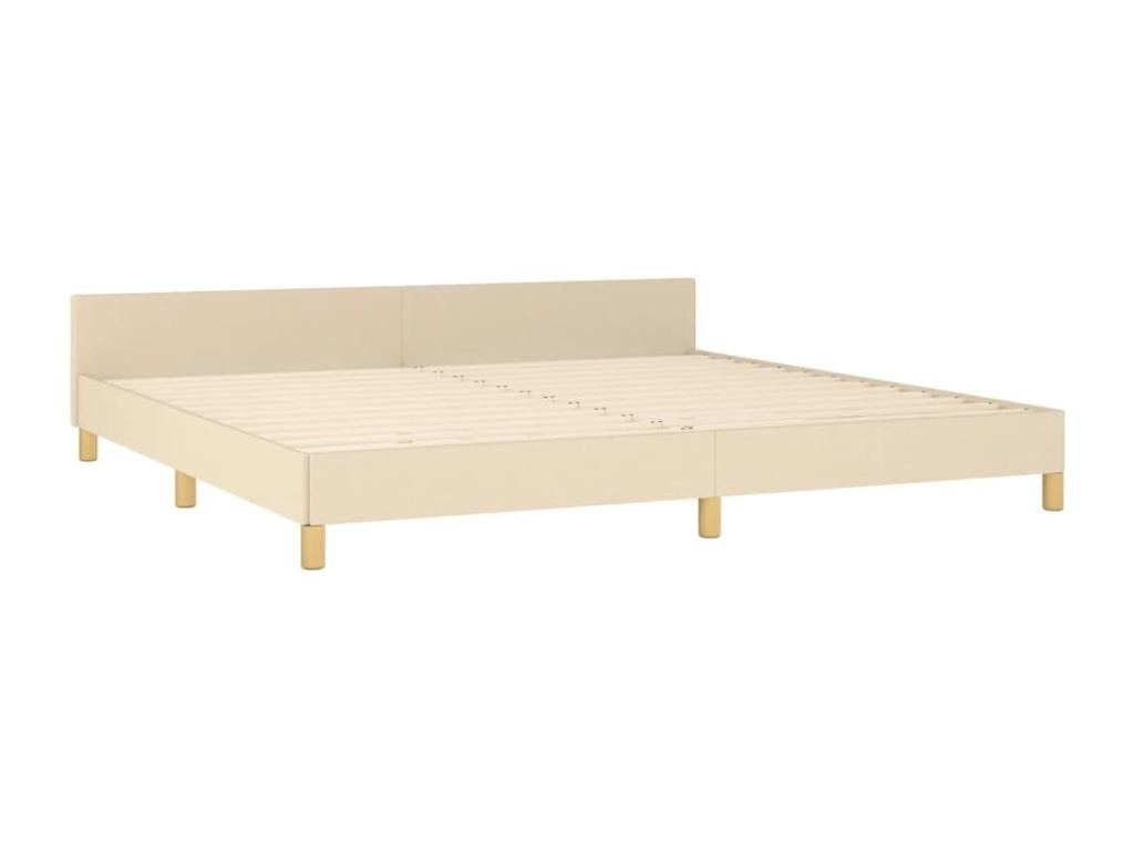 Bed frame without mattress, cream, 200x200 cm, fabric, LXHQ87739