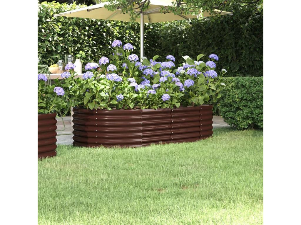 Raised garden bed, brown powder-coated steel, CNPQ65744
