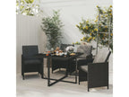 5-Piece Garden Dining Set and Cushions, Black Wicker Resin, XLUB15589