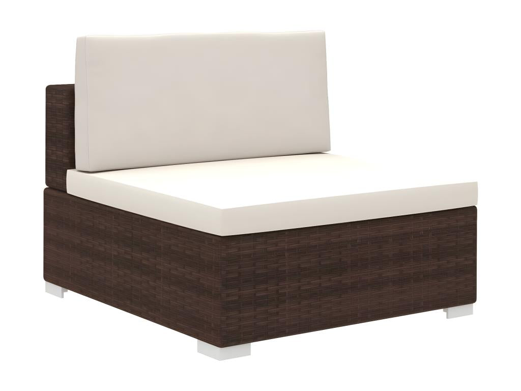12-piece garden furniture set with cushions, brown woven resin, NWDC96474